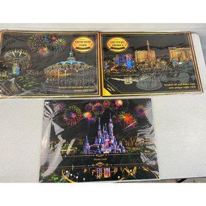 YUELU 'SCRATCH ART' Painting - Colorful City Lot Of 3